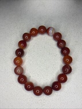 Red Agate Bead Stretch Bracelet - Women Jewelry